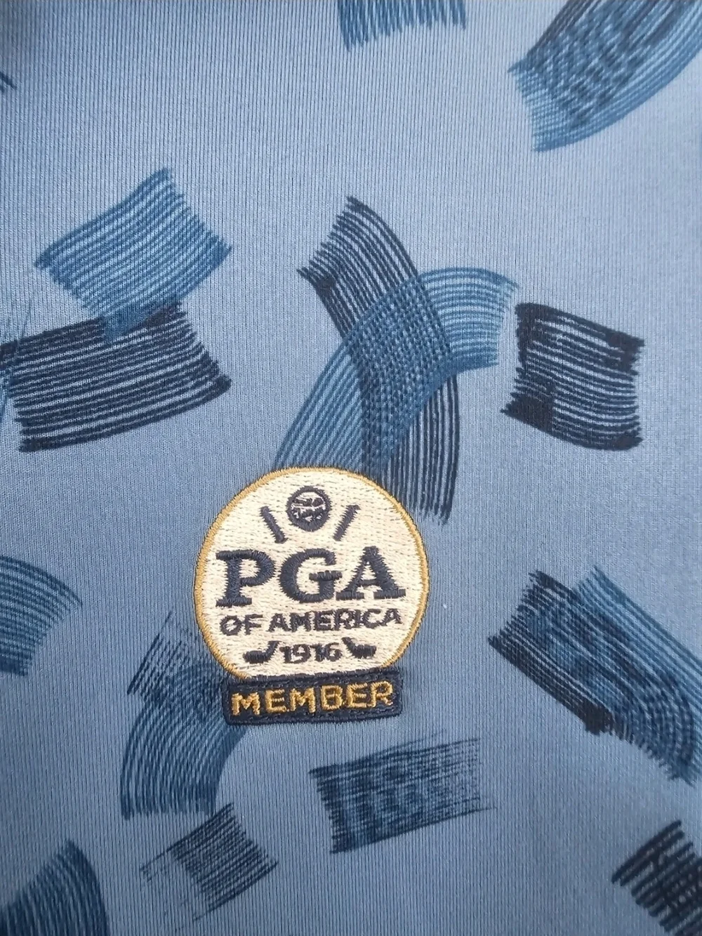 Nike Golf Dri Fit Polo Mens L Blue Pattern PGA Member Performance Shirt